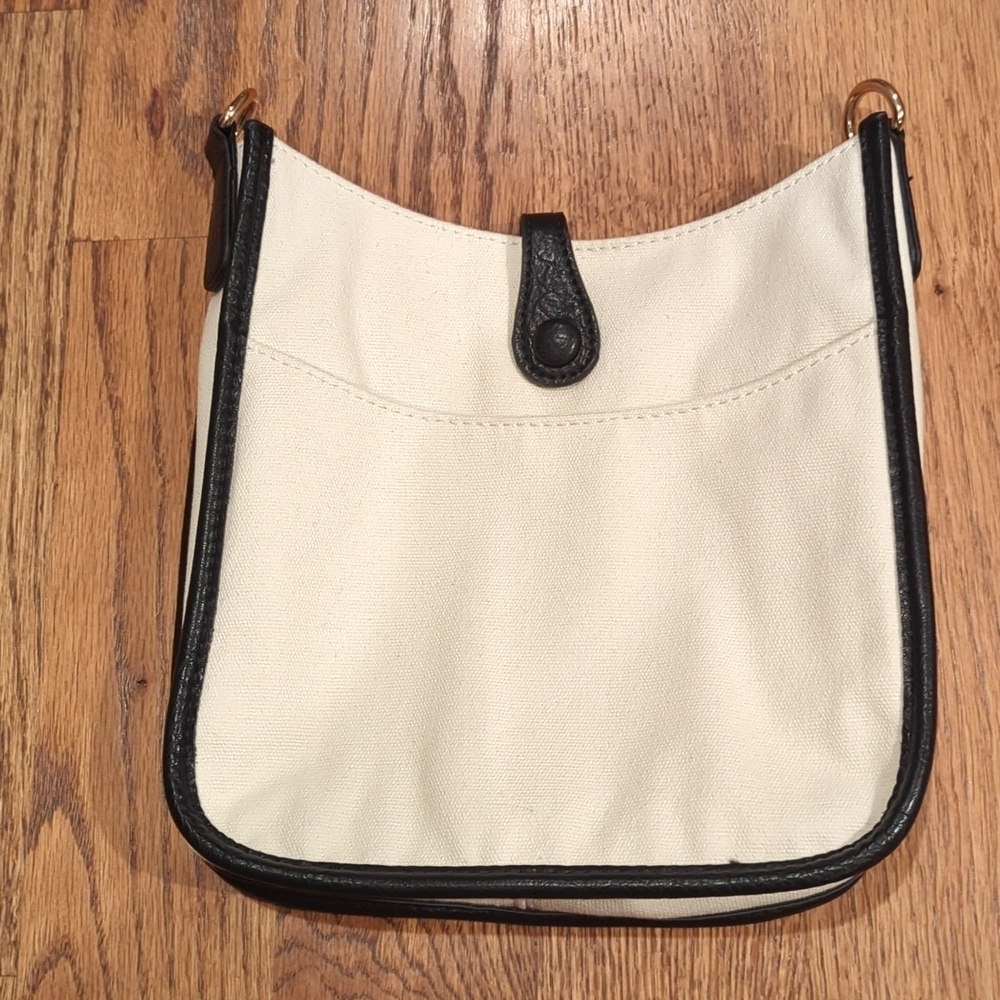Ah-dorned Classic Canvas Messenger Bag With Black Trim And Gold Accents